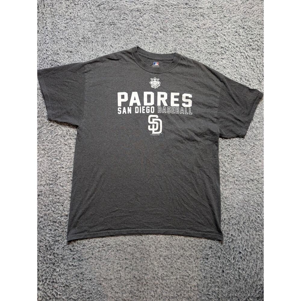 San Diego Padres Shirt Men Extra Large Gray Short Sleeve MLB Logo Baseball Tee